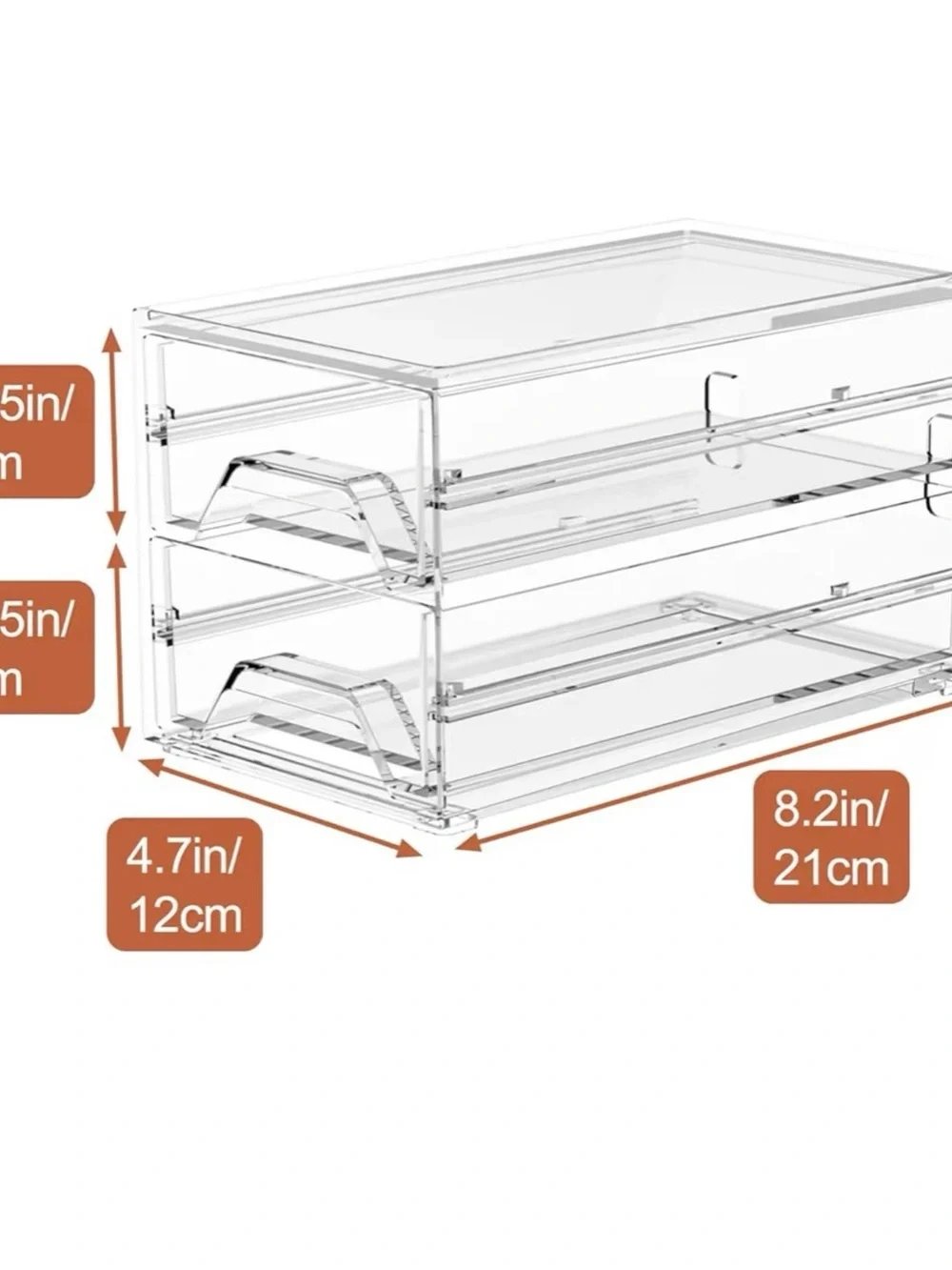 Clear Acrylic 2 Drawer Organizer Vanity Makeup Jewelry Desk Storage